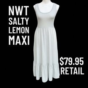 Salty Lemon Artichoke Maxi Dress | Ruffle Hem | Medium | NWT!